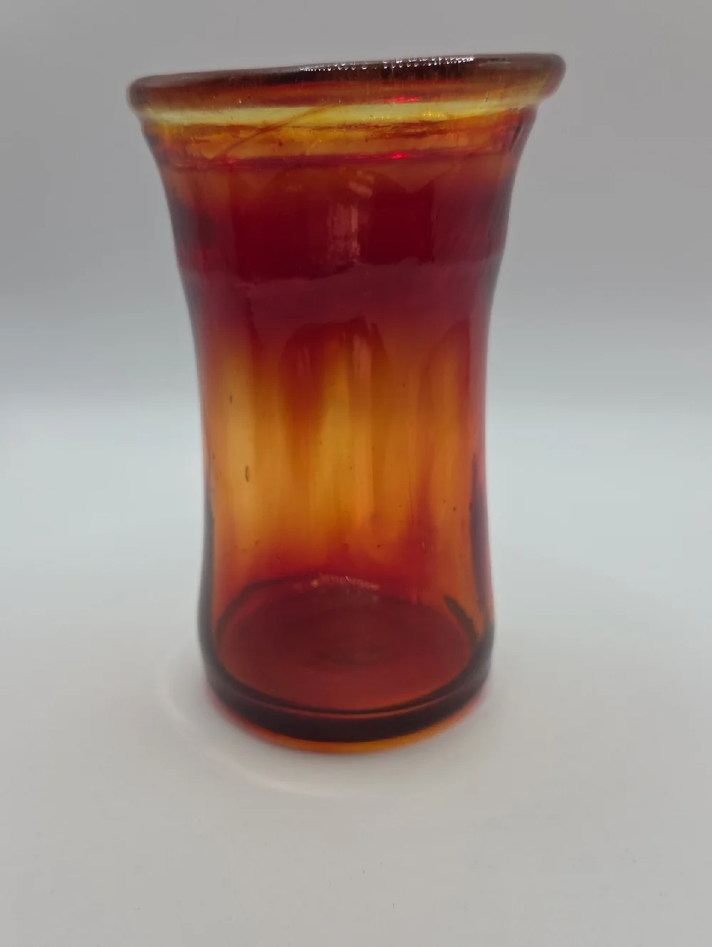 Amber Blown Glass 5 Inch Vase. Vintage